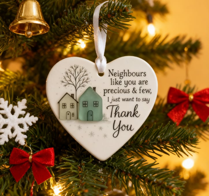 🏠💝"Thank You Neighbours" Heart - Shaped Ornament🌟