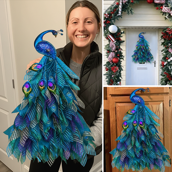 Handmade Peacock Wreath for Front Door