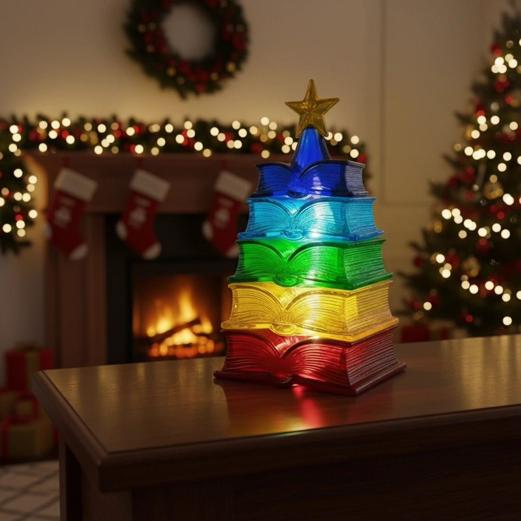 🌈Rainbow Book Light📚- Stacked Christmas Tree