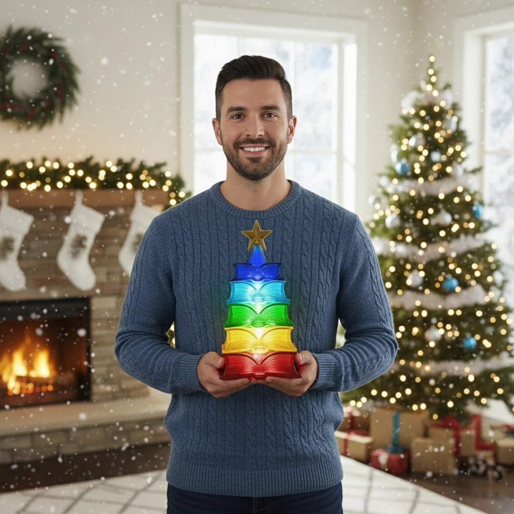 🌈Rainbow Book Light📚- Stacked Christmas Tree