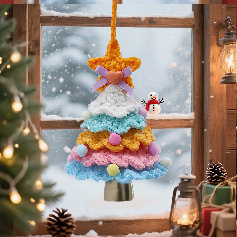 🌲 Knitted Christmas Tree Bell Decoration