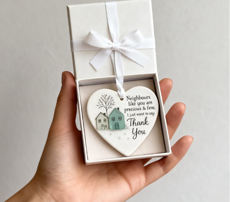 🏠💝"Thank You Neighbours" Heart - Shaped Ornament🌟