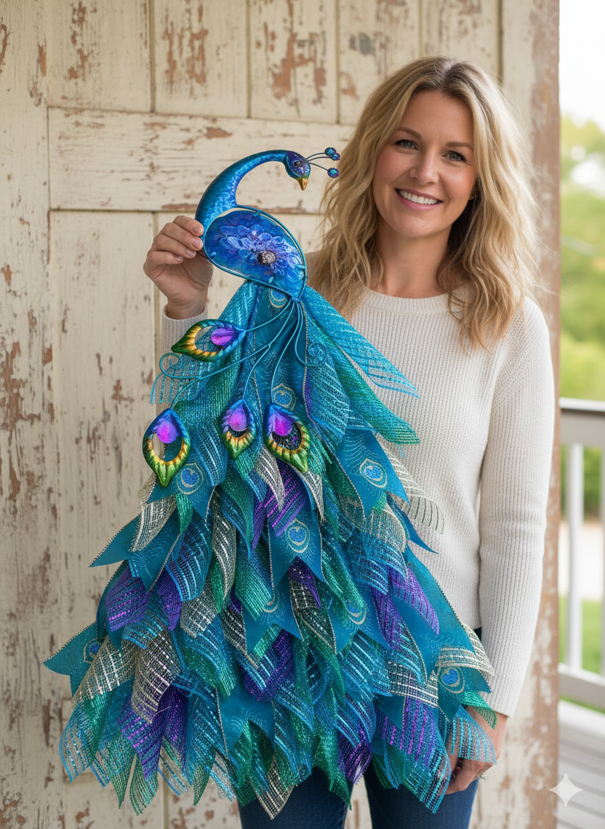 Handmade Peacock Wreath for Front Door